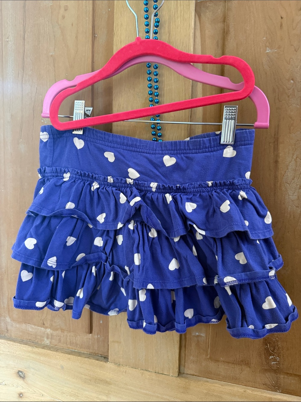 Mini boden Girls Purple Heart Print Ruffle Skirt Shorts